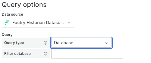 Database dashboard variable query