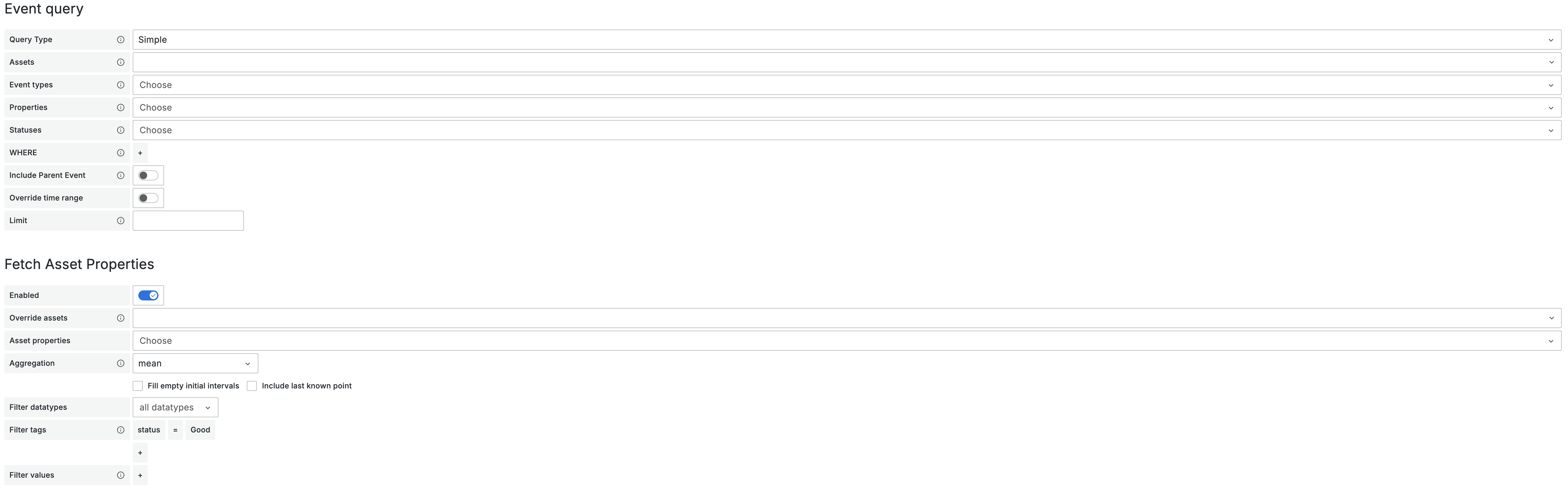 Events annotations query