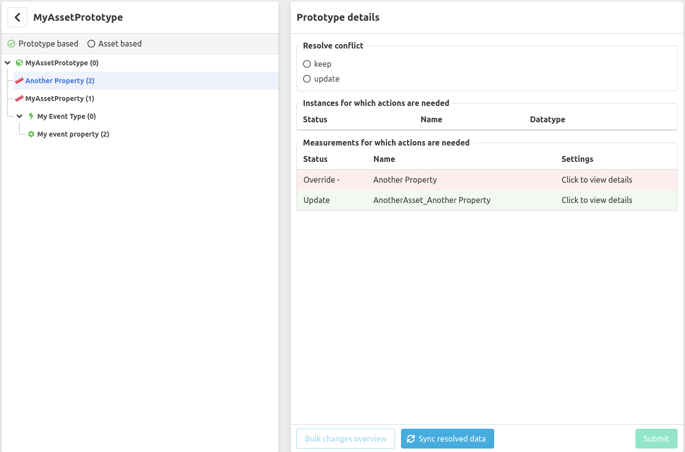 Bulk update instances, prototype based