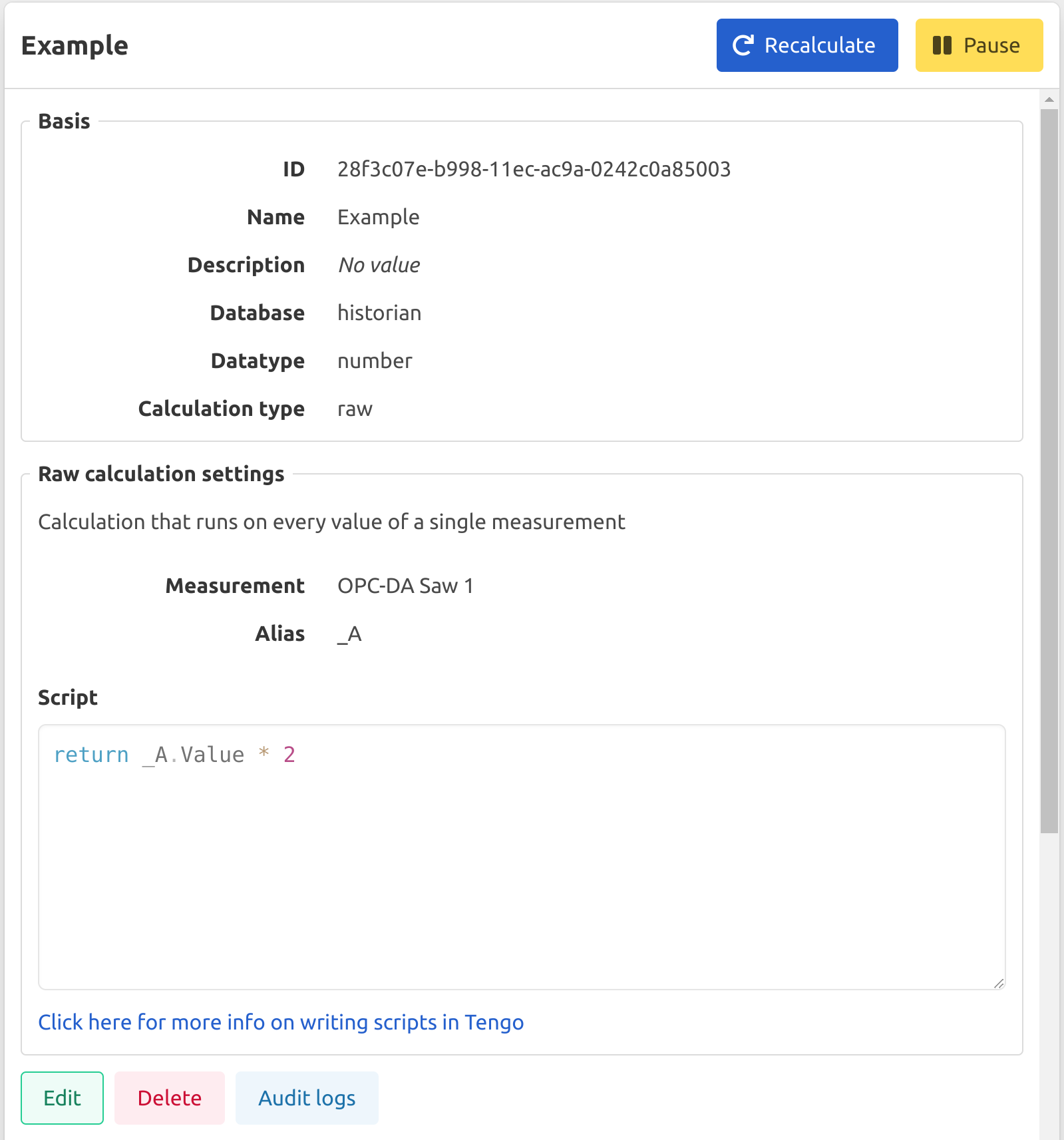 Calculation example