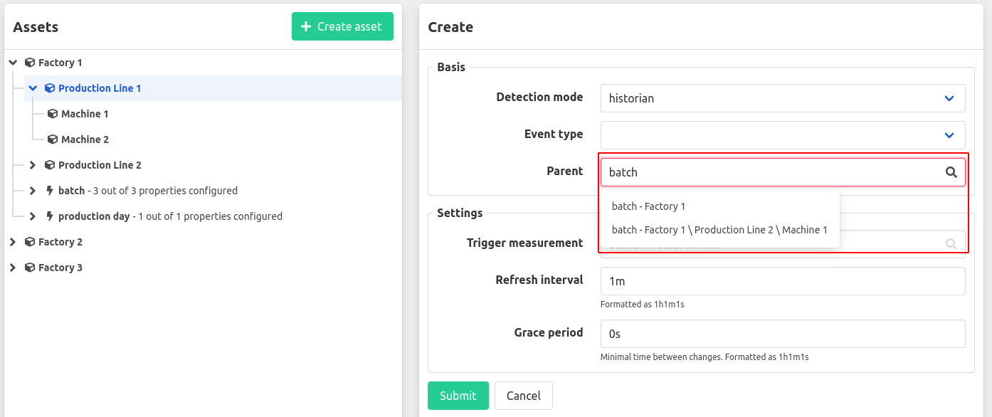 Event configuration parent