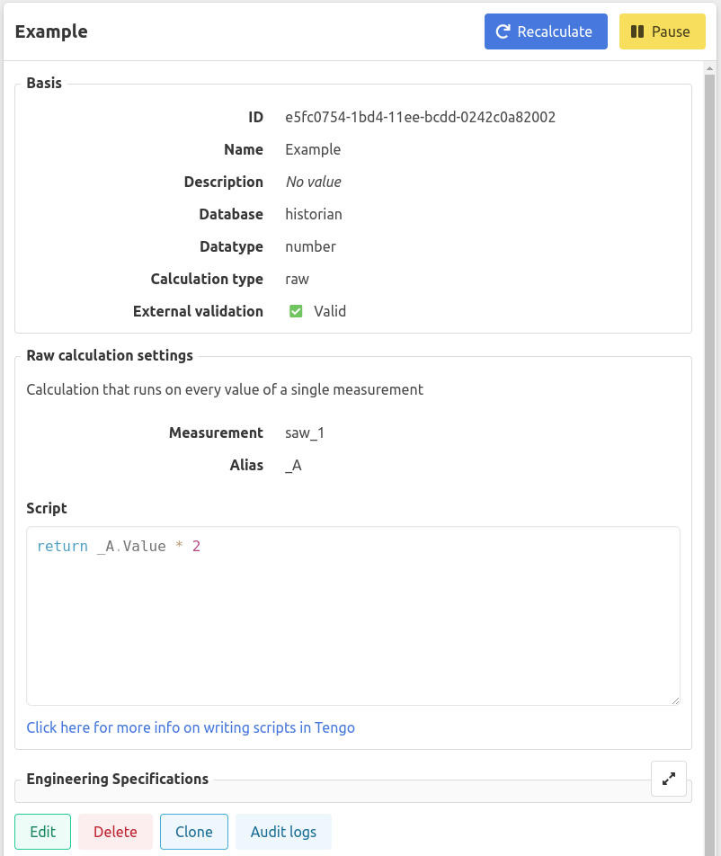 Calculation example