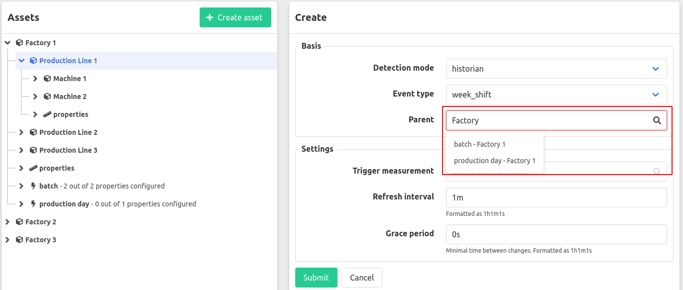 Event configuration parent