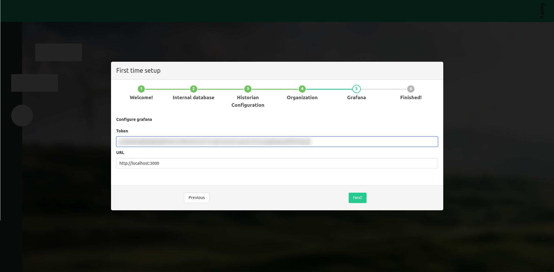 First time setup Grafana settings