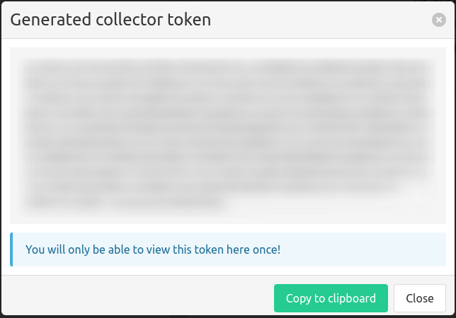 Collector generated token