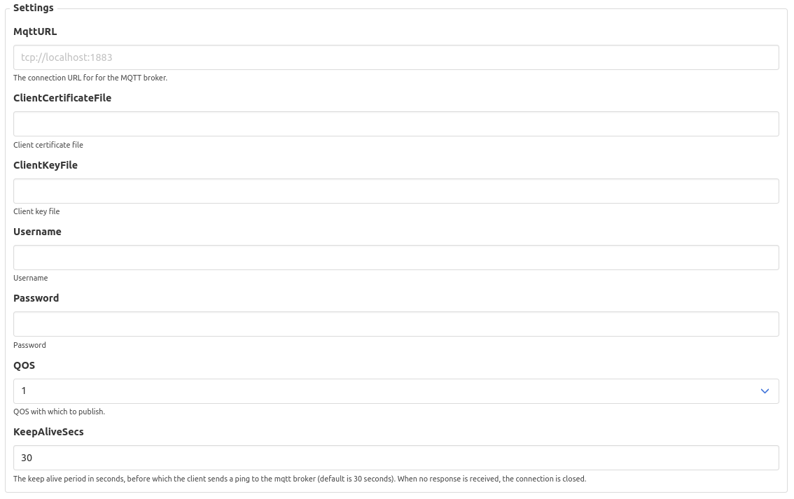 Sinks Generic MQTT settings