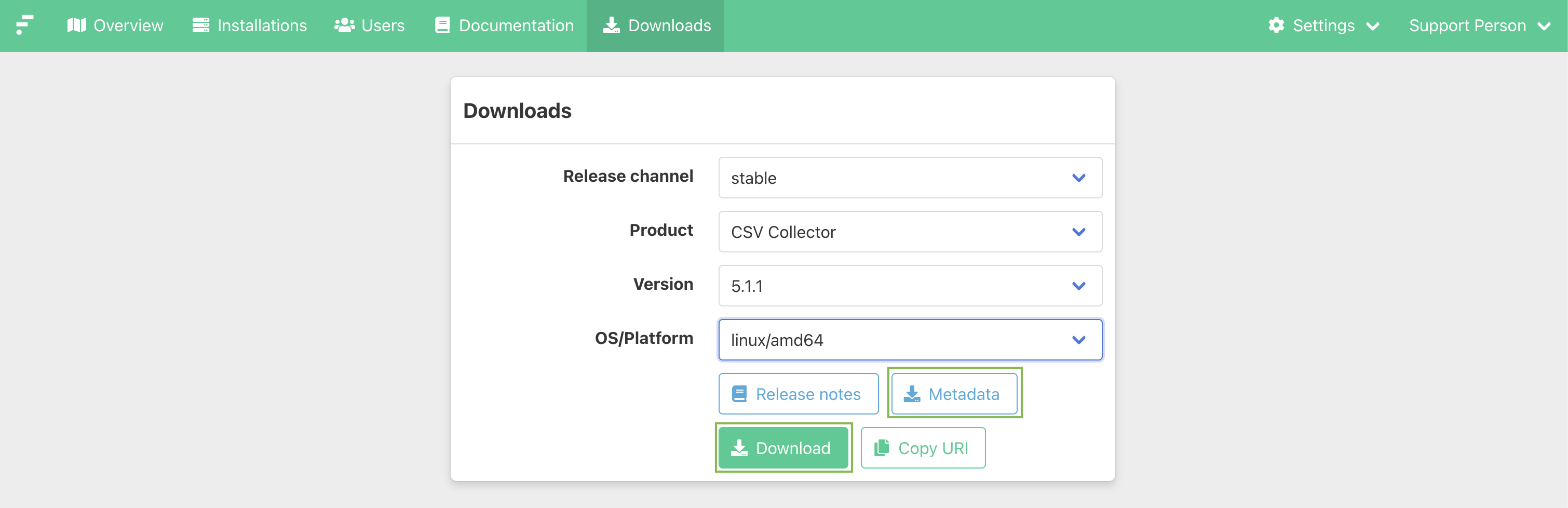 Client Portal, download update files