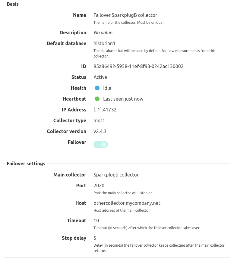 Collector failover settings