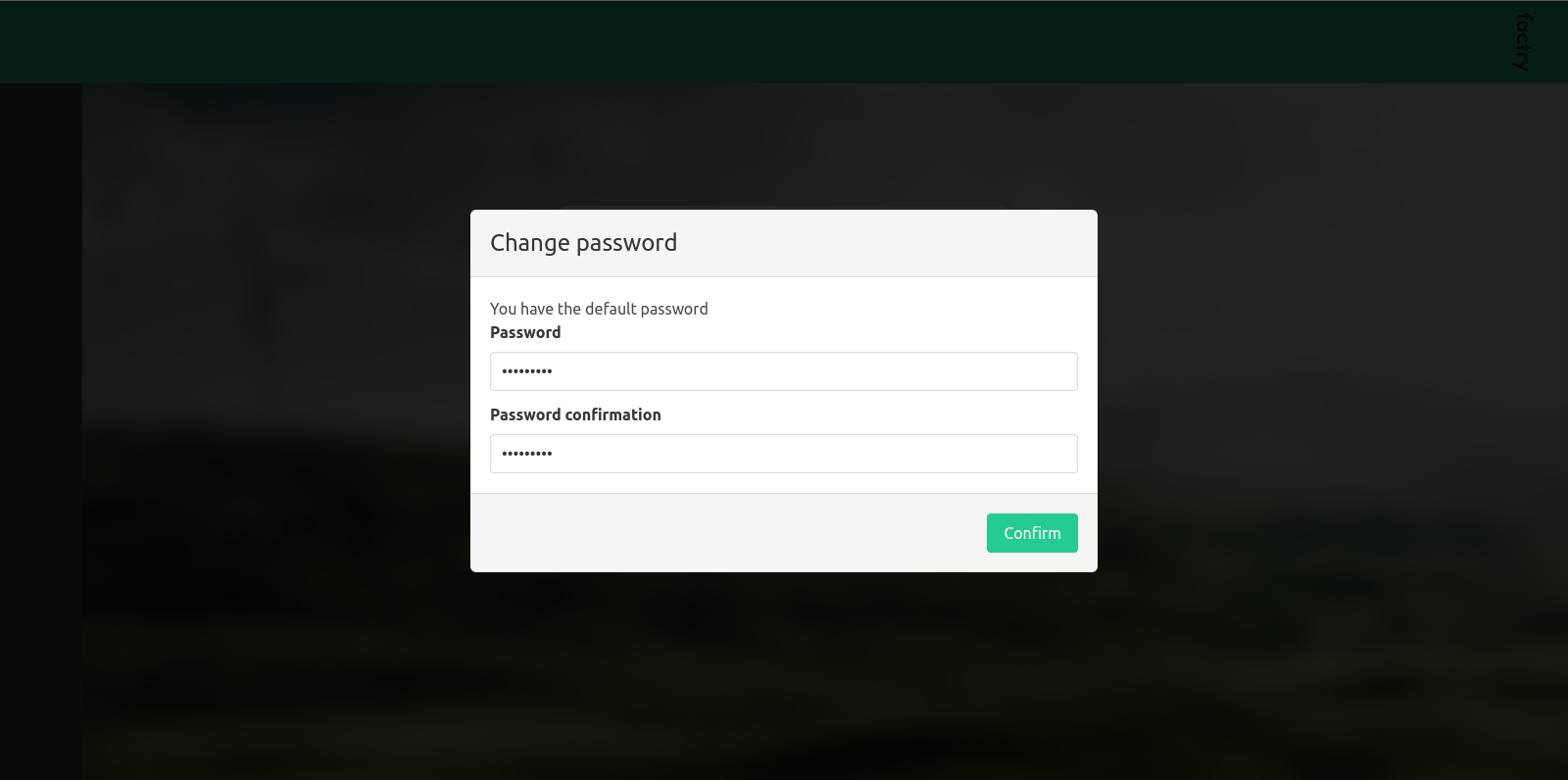 Change password screen