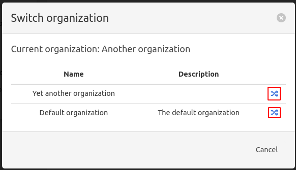 &ldquo;Switch organization&rdquo;