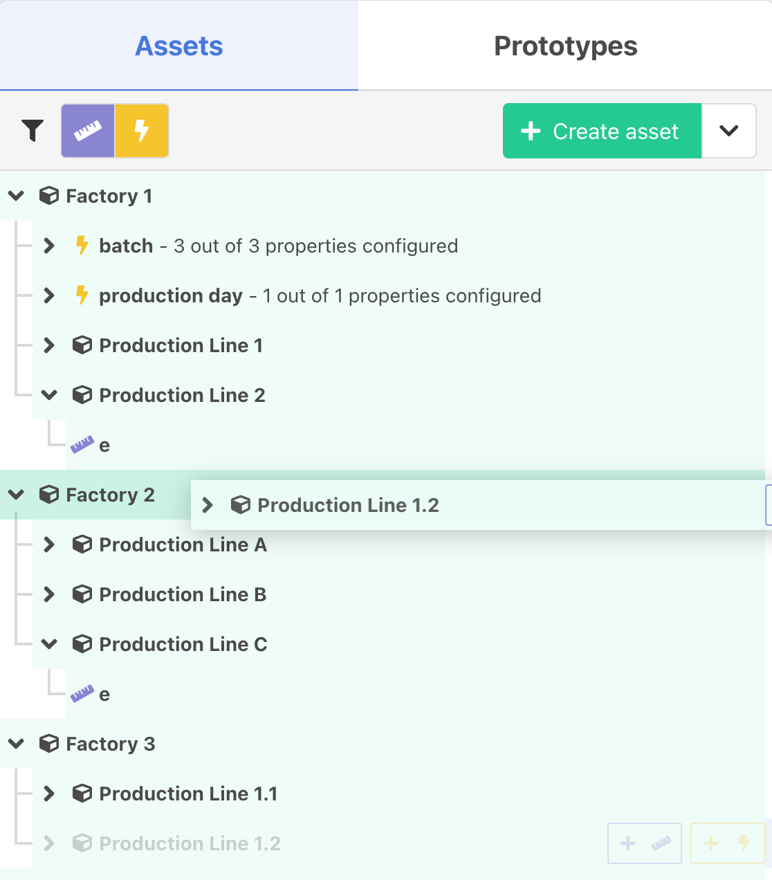 Asset tree drag and drop