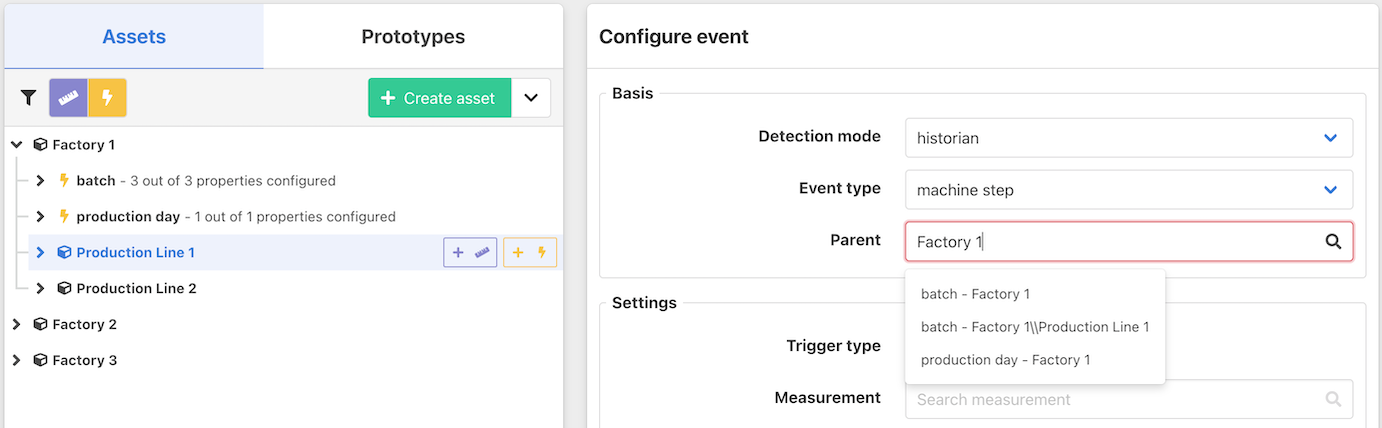 Event configuration parent