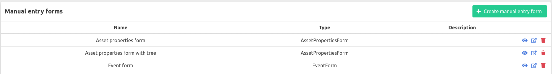 Manual entry form overview