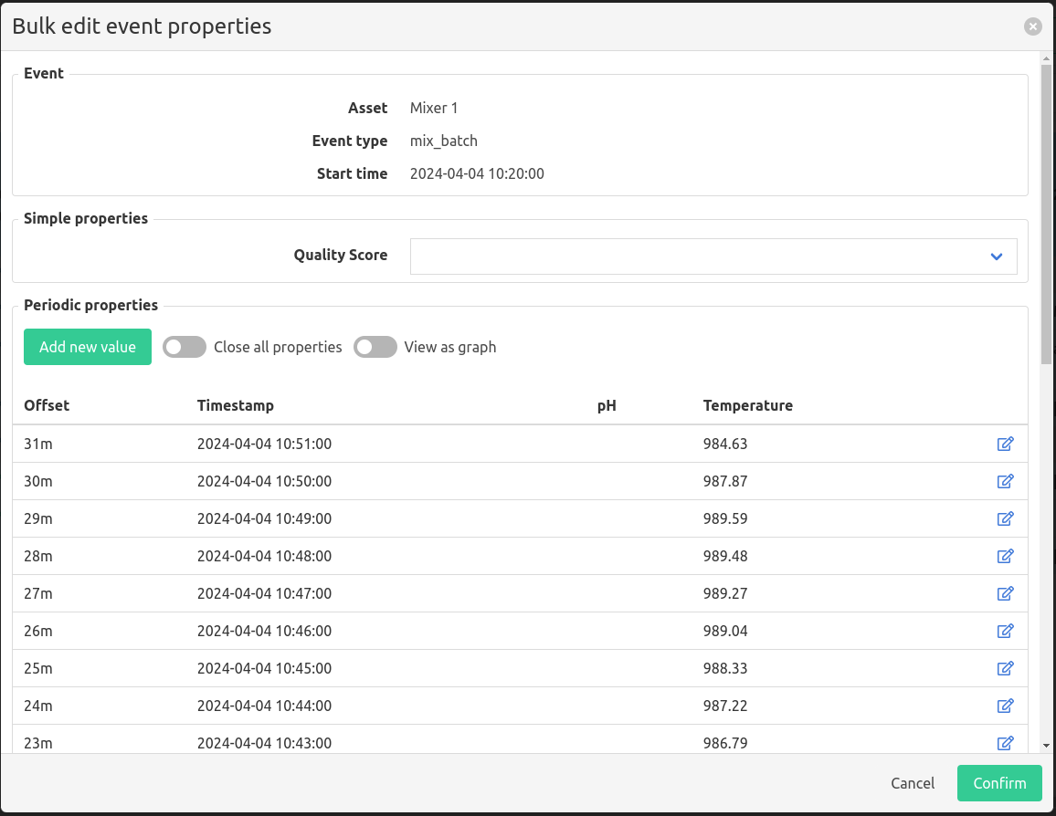 Manual entry form bulk edit property