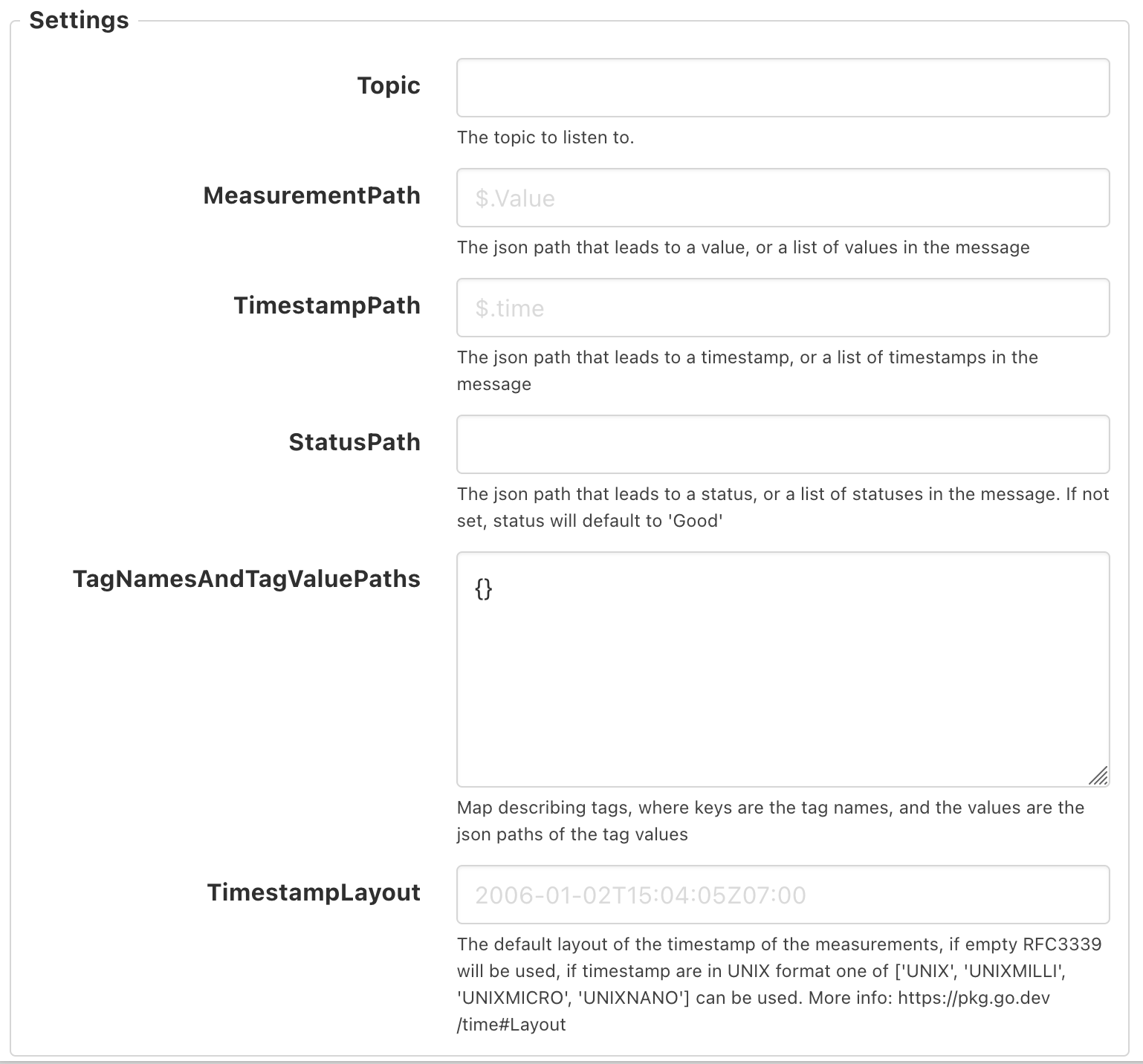 Measurement settings