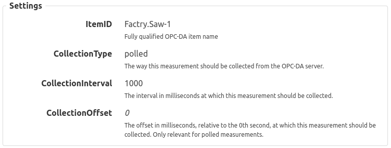 Measurement settings